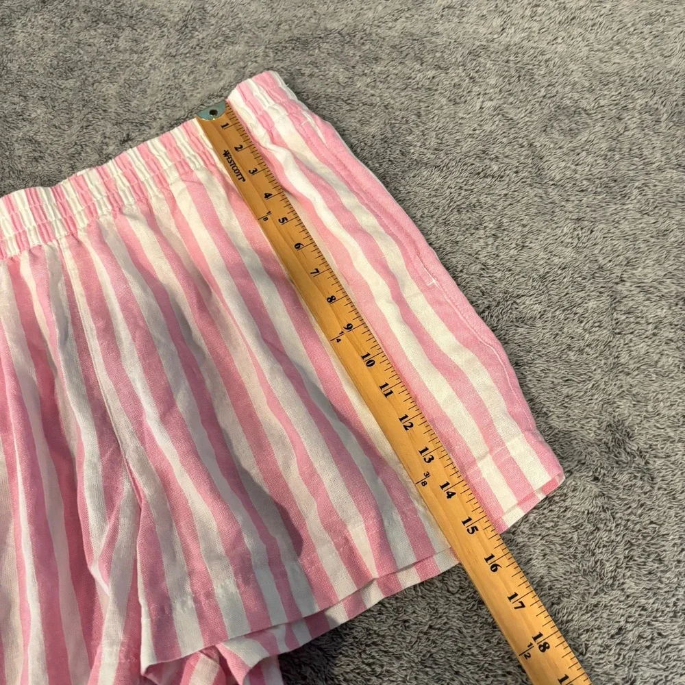 Old Navy Shorts Womens Coastal Pink White Striped Linen Blend Large Boho 21302